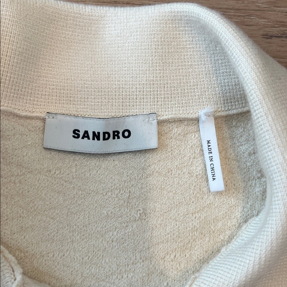 Sandro Paris Infinity jacket, cream knit with pearl buttons Size 2/US Small - Picture 6 of 15